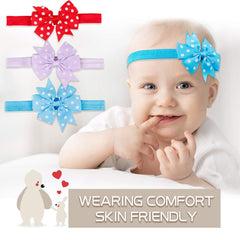 MOMISY Baby Girls Polka Design Ribbon Hair Bows Headbands Hair Band Hair Accessories for Babies- Pack of 8, Assorted Colour
