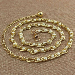 Syga Women Pearl Waist Chain BeltSuitable Size for Waist 26-40(White Pearl)