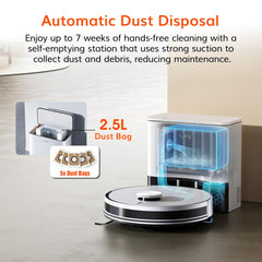 ILIFE A30 Pro Robotic Vacuum Cleaner with Self-Empty Station, 5000Pa Suction, LiDAR Navigation, Vacuum and Mop Combo, Multi-Floor Mapping, Customize Cleaning, Remote Control, App, Alexa & GH