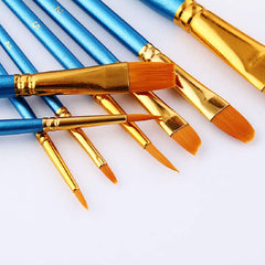SYGA 10pcs Multi-Function Nylon Brush Assorted Size Artist Painting Brushes(Blue)