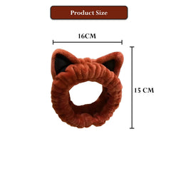 MOMISY Elastic Women's Lovely Hair Band Wash Face Spa Headband-Washable Facial Band Makeup Wrap Headbands Fits All Head Sizes-Cat Ear (Caramel Black, Free)