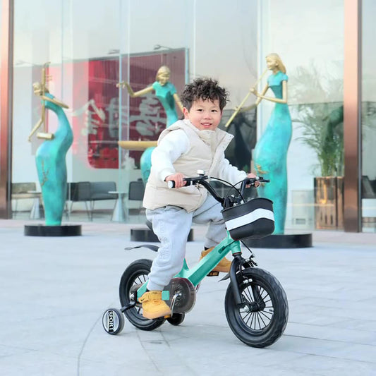 SYGA Bicycle for Kids 2-5 Years Children's Basket Bicycle Magnesium Alloy (12 INCH, Green)