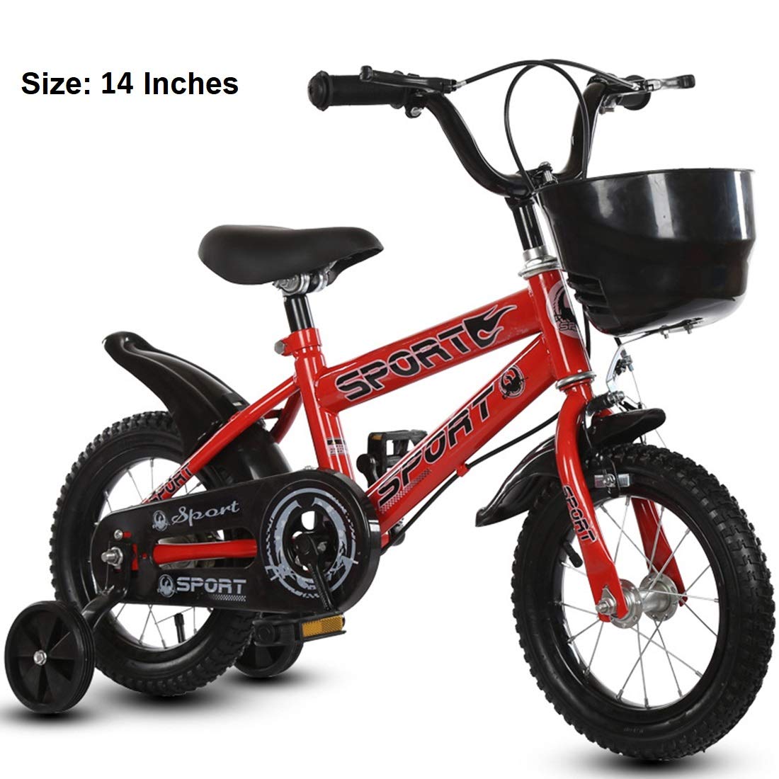 SYGA 14" Baby Balance Bike with Stable Training Wheels_Red