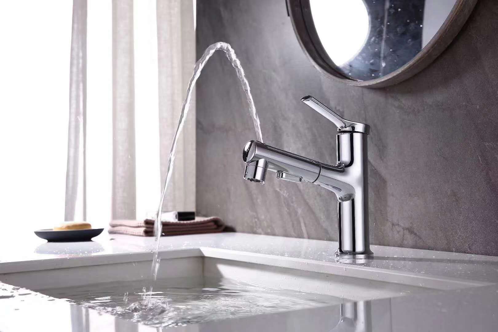 SYGA 3 Ways Basin Sink Faucet Wash Sprayer 360 Degree Rotate Deck Mount Faucet Hot and Cold Water Tap Bathroom Accessories (Alloy Black)