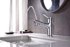 SYGA 3 Ways Basin Sink Faucet Wash Sprayer 360 Degree Rotate Deck Mount Faucet Hot and Cold Water Tap Bathroom Accessories (Alloy Black)