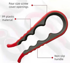 MOMISY 4 in 1 Creative Multifunction Gourd-Shaped Can Opener Kitchen Tool Grip Jar & Bottle Opener Rubber Design Fits Most of All Bottles Caps Premium Easy Grip (RedGrey)