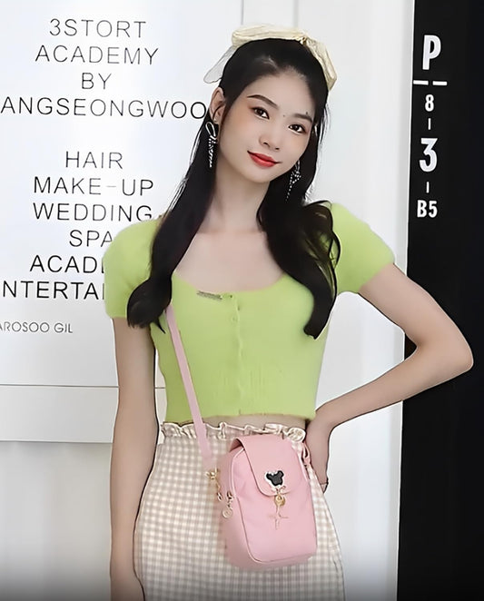 SYGA Women's Mobile Phone Bag Girls Lipstick Bag Rhombus Chain Crossbody Bag (White)