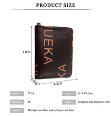 SYGA Women's Fashion Wallet, Double Zipper with Card Slots and Coin Pouch(Letters - Brown)
