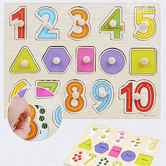 SYGA Educational Wooden Shapes and Digits Block Puzzle Shape & Digits Learning Toy