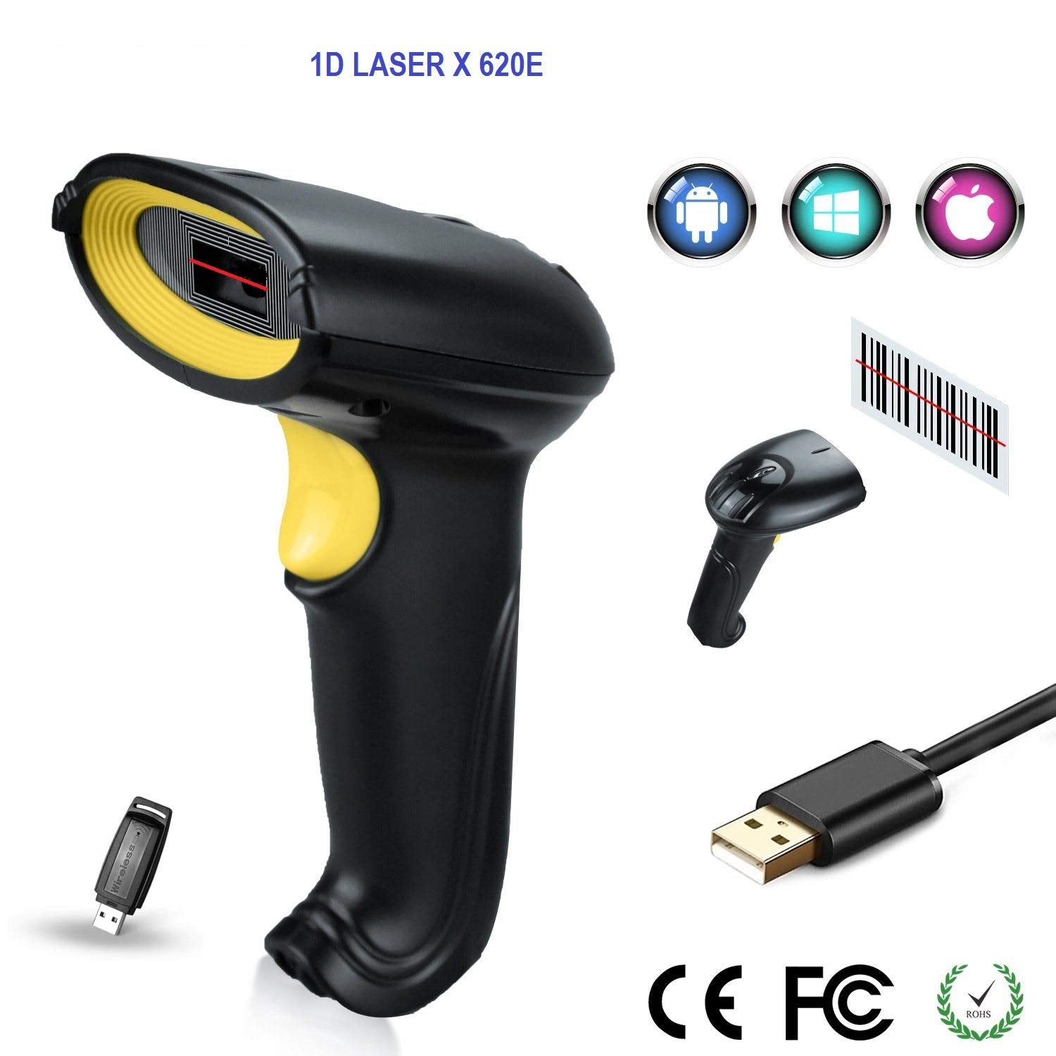 SYGA Wireless Laser Barcode Scanner