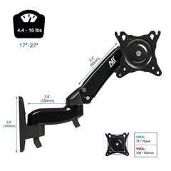 SYGA NB F150 Monitor Wall Mount Bracket, Full Motion Single Arm for 17-35 Inch Screens, 3-12kg Load Capacity, Black