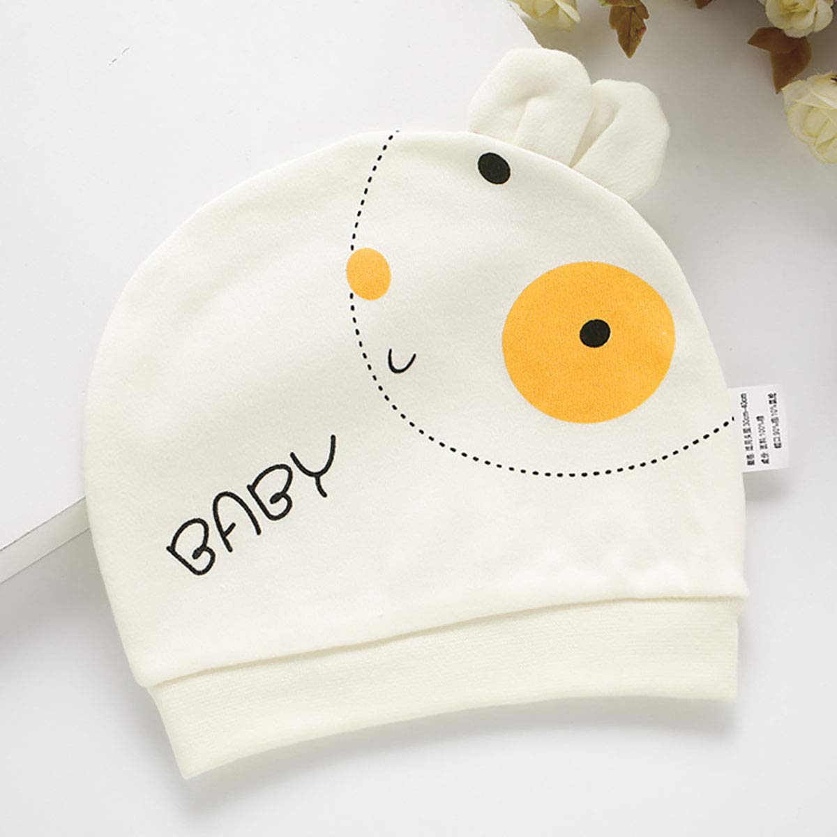 SYGA Newborn Baby Cap Small Rabbit Design Cotton Knitted Baby Cap Blue for 0-12 Months