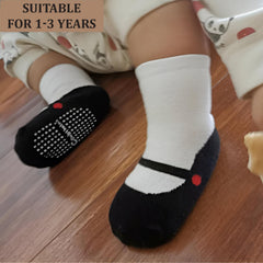 MOMISY 3 Pairs Baby Girl Tube school shoe like Socks Toddlers Infant 2 Color Ankle Socks Stretch (Multicolored, 0 Months-12 Months)