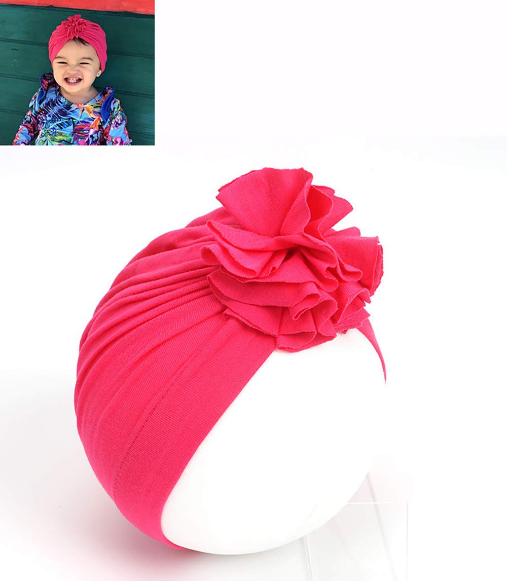 SYGA Unisex Baby Cap Nylon Cotton Flower Turban Hat Soft,Stretchable for Baby Cap 0-3 Years Black