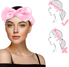MOMISY Women Fashion Lovely Soft Coral Fleece Bowknot Bow Makeup Cosmetic Shower Elastic Hair Band Hairlace Headband (Random Color)-3 Piece