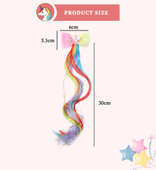 SYGA Children's Cute Cartoon Pony Unicorn Bow Hair Extensions For Girls three colors Hairpin Wig Headdress Colorful Wig(Multi-04)