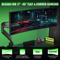 Verilux® Aluminum Alloy Monitor Mount Adjustable Monitor Stand with Flexible Arm Ergonomic Screen Holder Desk Clamp for 32 to 49 Inch Displays Supports Up to 20kg