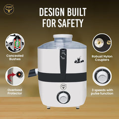 Starly Promax 500 Watts Juicer Mixer Grinder | Stainless Steel Blades | Shockproof Body with Overload Protection | Safety Locks | Fresh Fruit & Vegetable Juice in Seconds | 2-Year Warranty (White)