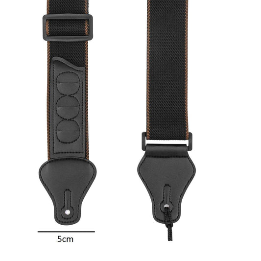 SYGA Guitar Strap with 3 Pick Holders 100% Soft Cotton Strap For Bass Electric & Acoustic Guitars(Black)