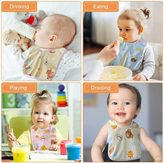 SYGA 10pcs Baby Bibs For Infant Eating Bibs Soft & Absorbent with Adjustable Snaps Baby Bandana Bib Set for Unisex Newborn and Toddlers-Assorted Colour & Design