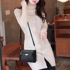 MOMISY Shoulder Sling Bag with Long Strap for Women Zipper Closure Handbags Multipurpose Crossbody Purse Ladies (Black Leaves) Size: 24 * 15 * 10cm
