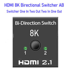 SYGA HDMI Switch 4K HDMI Splitter, 1080P HDMI Splitter 1 In 2 Out /2 Input 1 Output, Plug & Play, Manual HDMI Switcher for Xbox, PS4, PS3, Blu-Ray player, DVD, HDTV