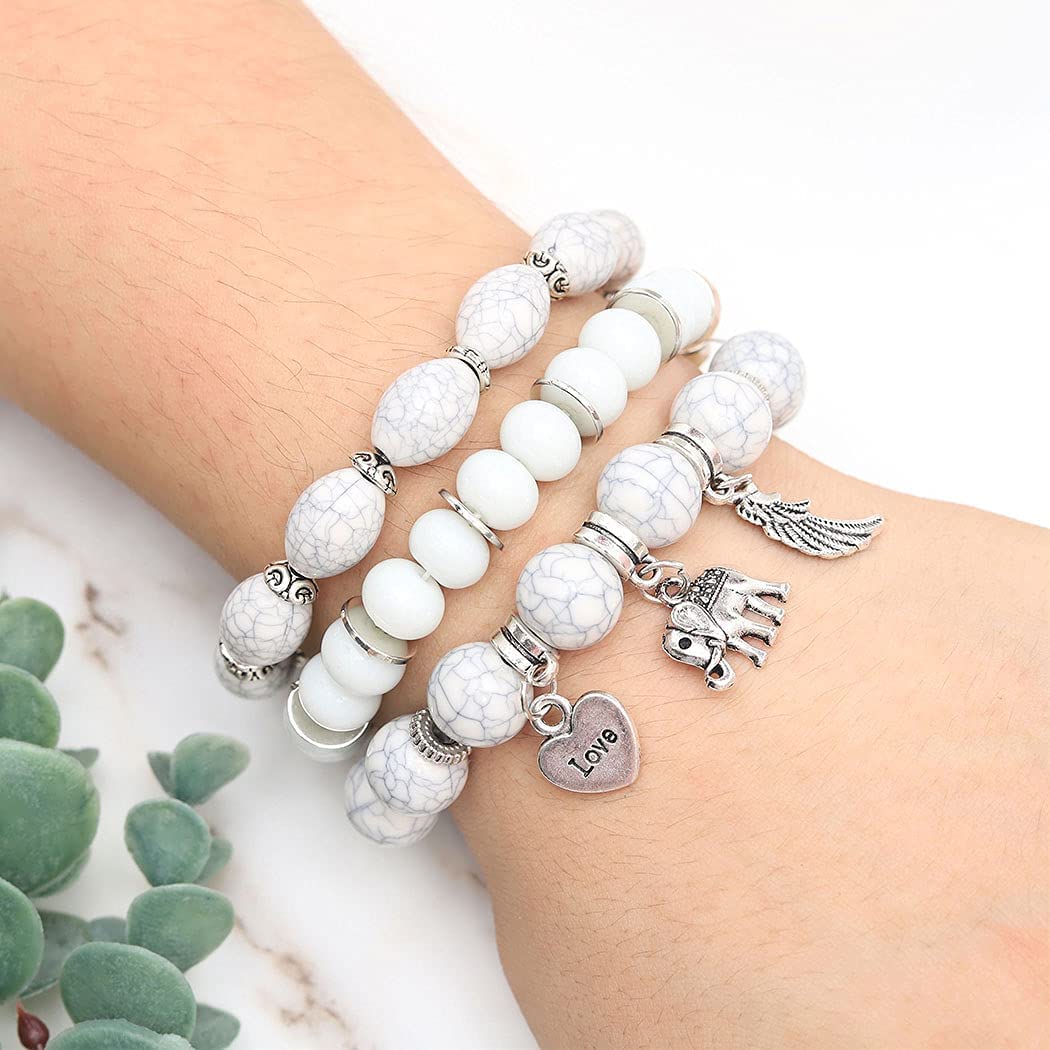 SYGA Bohemia Multilayer Bracelet, Retro Bracelet Set, Elastic Tassel Bracelet, Stackable Bracelet for Boy and Girl, Party, Holiday, Beach Accessories- Design 1
