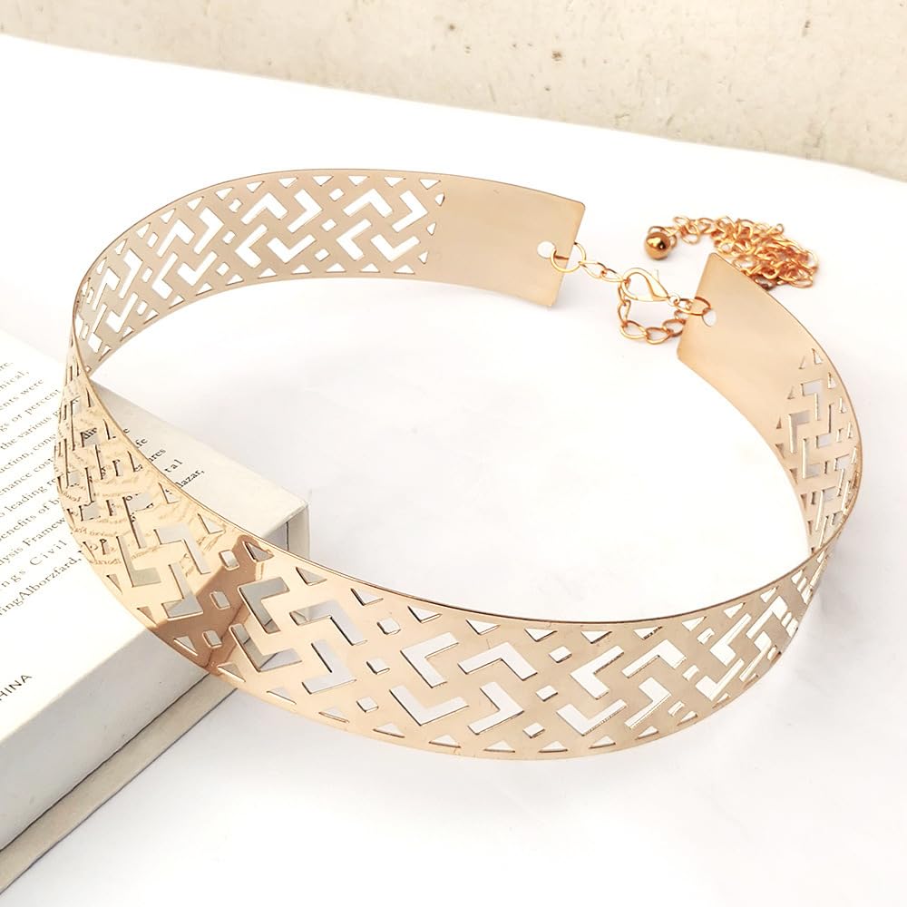 SYGA Waistband Dress Belt with Wide Band and Mirror Finish, for Women, Gold