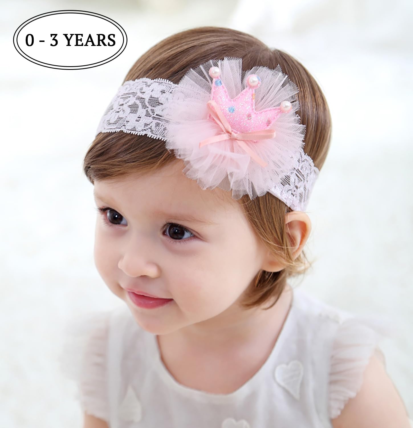 Baby Girl Headband with Flower, 0-3 Years, Silver