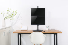 JIN OFFICE Vertical Dual Monitor Stand With 13-32" Support | 3 Years Warranty | 8 kg Weight Capacity Per Monitor | Height Adjustable Arm (Freestanding)