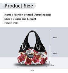 SYGA Women's Printed PU Leather Hobo Bag, Multiple Colors and Patterns, Crossbody Shoulder(BLACK FANTASY RED FLOWER)