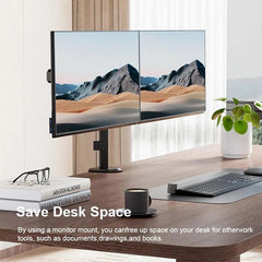 WE CLEVER Heavy duty Dual monitor stand Mount, Height Adjustable desk C clamps & Mounting holes, Full motion Tilt & Swivel Monitor Arms, For 13" - 30 inches computer screens 20kg Each arm (Black)