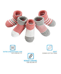 MOMISY 5 Pairs Baby Girl Boys Toddlers Infant Ankle Stretch Tube Socks (Pink, 0 Months-12 Months)