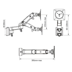 SYGA NB Monitor Desk Mount, 17-27 Inch Screen Bracket, Gas Spring Arm, 2-7 kg Load Capacity