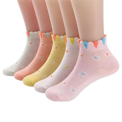 MOMISY 5 Pairs Baby Girl Boys Tube Socks Toddlers Infant Solid Color Boat Spring and Autumn Socks Stretch Baby Sock - Multicolor (IN, Age, 8 Years, 12 Years, Net Flower)