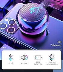 JBL Compatible Ultra Mini Wireless Bluetooth Speaker with Heavy Metal Electroplated Round Speaker | Wireless Power Button Controlled, Long Battery Backup & Fast Quick Charge (Pack of 1, Multicolor)