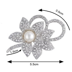 SYGA Brooch Pearl Fashion Crystal Rhinestone Jewellery Pin Vintage Accessories Decoration Clothing Brooches for Bridal Women Girl - Pearl White
