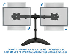 Mount-It MI-1781 Dual Monitor Desk Stand LCD Mount Adjustable Free Standing Two Computer LED Displays Stand 20 23 24 27 Inch Screen Sizes Black
