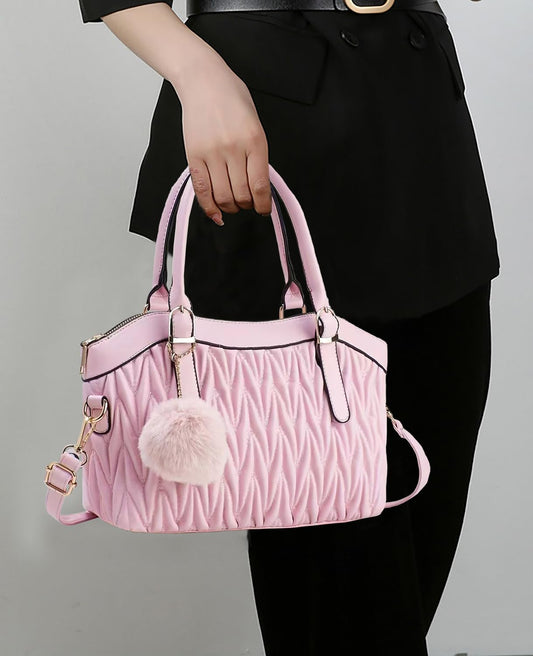 SYGA Women's Handbag New Solid Color Soft Leather Vegetable Bag Large Capacity Simple Foreign Style Mother Bag (Pink)