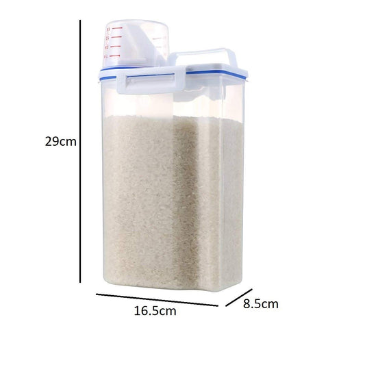 SYGA Plastic Clear Dry Food Storage Container with Pour Spout and Measuring Cup Cereal Jar