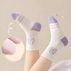 MOMISY 5 Pairs Baby kids Girl Boys Toddlers InfantmCotton Stretch Baby Socks (IN, Age, 3 Years, 5 Years, Purple Stripe)