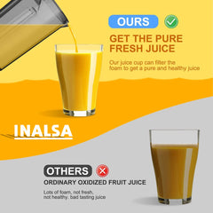 INALSA Stainless Steel Electric Juicer Machine 900 Watt Juicer with 3 Inch Big Mouth|Cold Extraction System|304 SS Juicer Mesh|Extra Large Feeding Tube|Anti Drip Nozzle |1 L Pulp Collector|Black/Grey