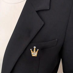 SYGA Men's Suit Chest Brooch Fashionable Gemstone Decoration Diamond Clothing Accessories(Golden Crown)
