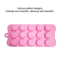 SYGA Silicone Rose & Candy Flowers Shape Chocolate Jelly Candy Mold, Cake Baking Mold, 15-Cavity Bakeware Mould, Pink