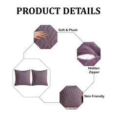 MOMISY Corduroy Cushion Throw Pillow Covers, Diamond, 45 x 45 cm, 18 x 18 inch (2, Purple2)