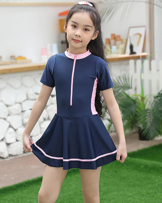 SYGA Cute Swimsuits for Little Princess Baby Girls M-Size Perfect for Girls Age 3-4 Years Old (DarkBlue)
