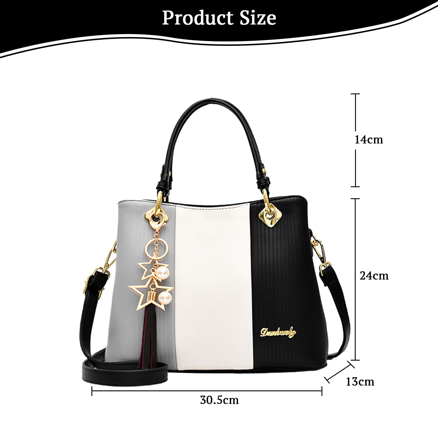 SYGA Handbags for Women with Multiple Internal Pockets in Pretty Color Combination, Women's Satchel Handbag(BLACK)