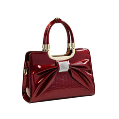 SYGA Women's Tote Bag – Stylish Vertical Square Handbag with Bow & Diamond Accents, Medium-Soft, Zipper Closure