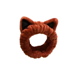 MOMISY Elastic Women's Lovely Hair Band Wash Face Spa Headband-Washable Facial Band Makeup Wrap Headbands Fits All Head Sizes-Cat Ear (Caramel Black, Free)