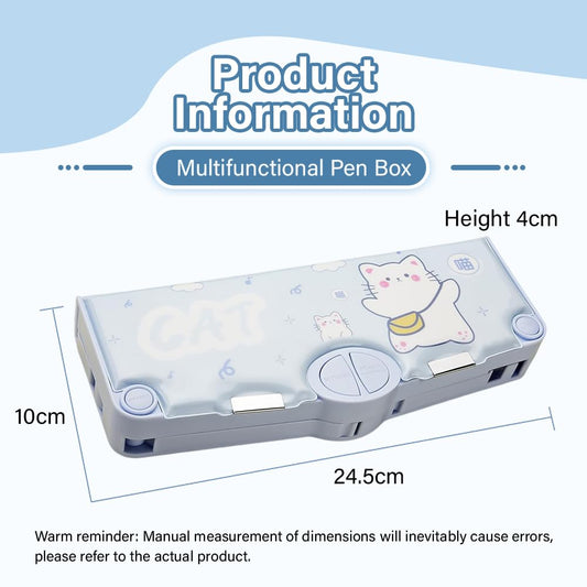 SYGA Children's Compass with Cute cat Design Pencil Box for Boys and Girls, Primary School Students, Multi-Functional (LightBlue)